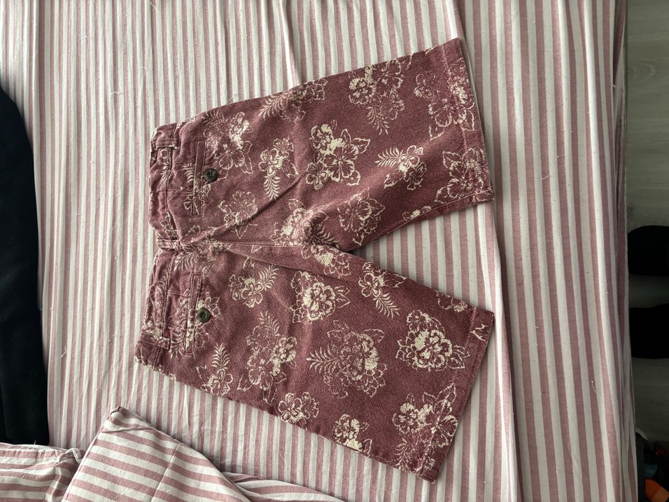 Bordo Çiçek Desenli Midi Kadın Kumaş Pantolon - Görsel 3