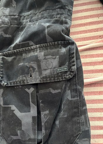 s Beden gri Renk Erkek Gri Kamuflaj Desenli Denim Mont