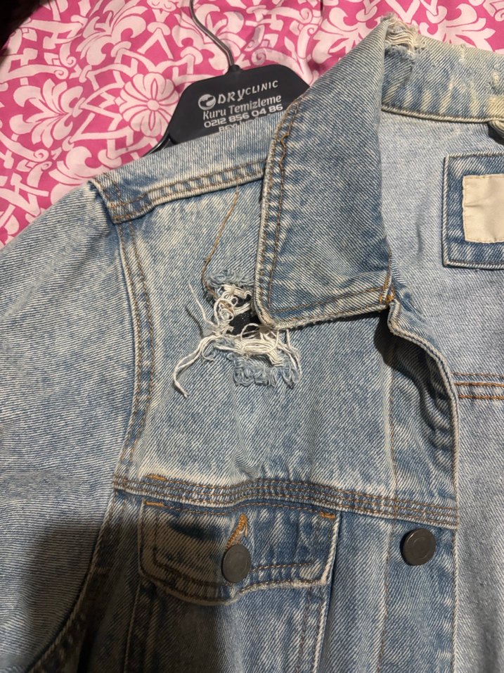 Düğmeli Rahat Kesim Mavi erkekKot Ceket - Görsel 2