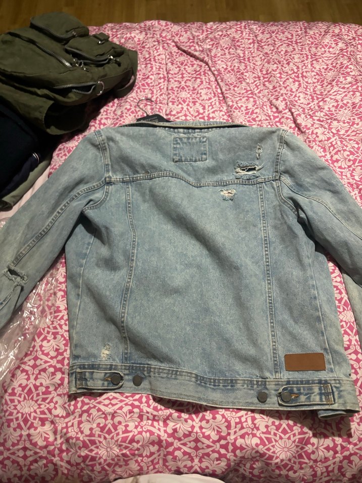 Düğmeli Rahat Kesim Mavi erkekKot Ceket - Görsel 4