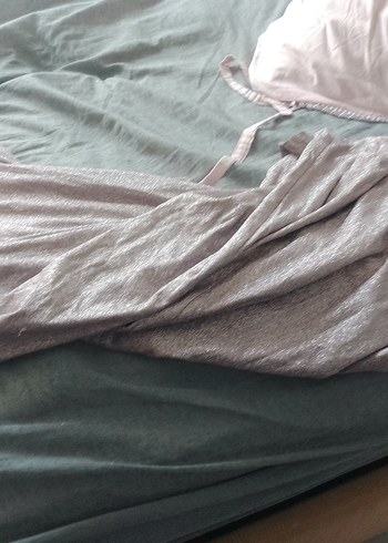 Uzun, Askısız, Gri Drapeli Kadın Abiye Elbise - Görsel 6