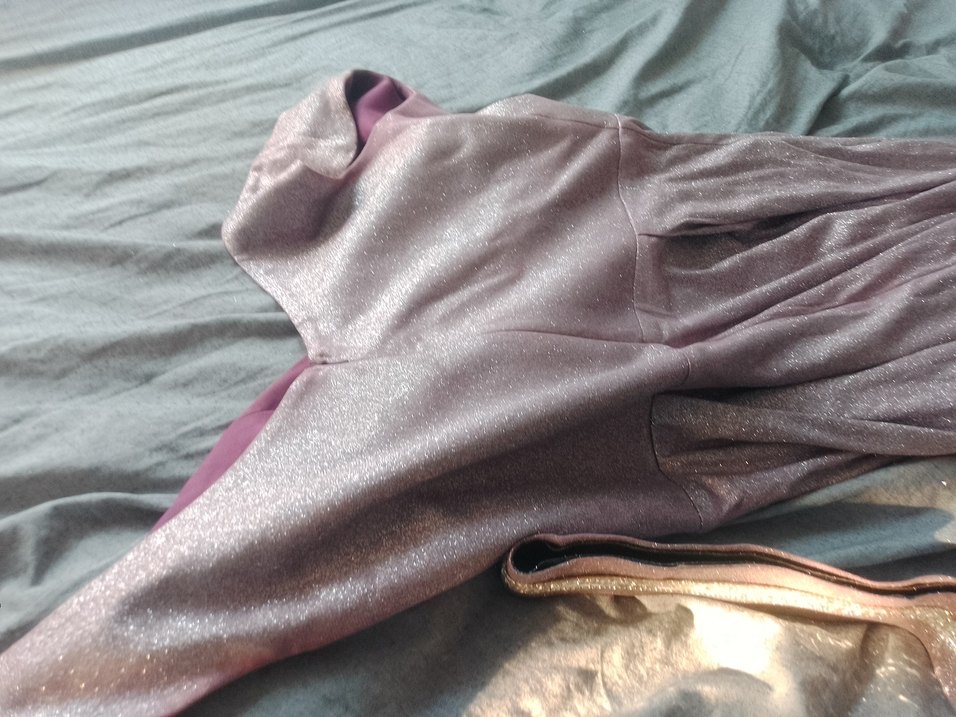 Uzun, Askısız, Gri Drapeli Kadın Abiye Elbise - Görsel 2