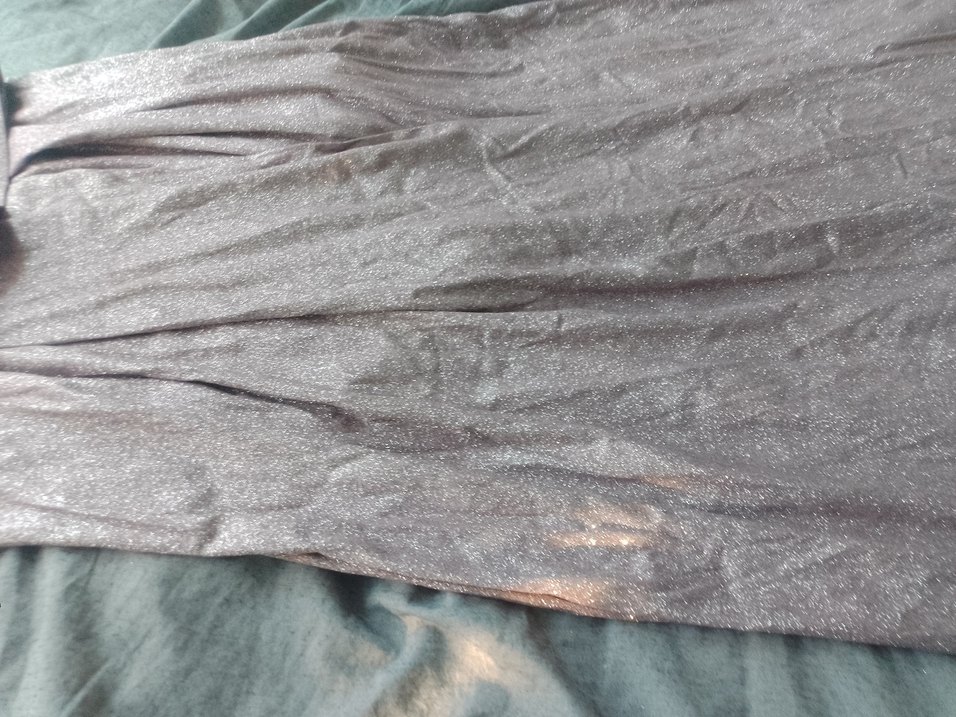 Uzun, Askısız, Gri Drapeli Kadın Abiye Elbise - Görsel 4