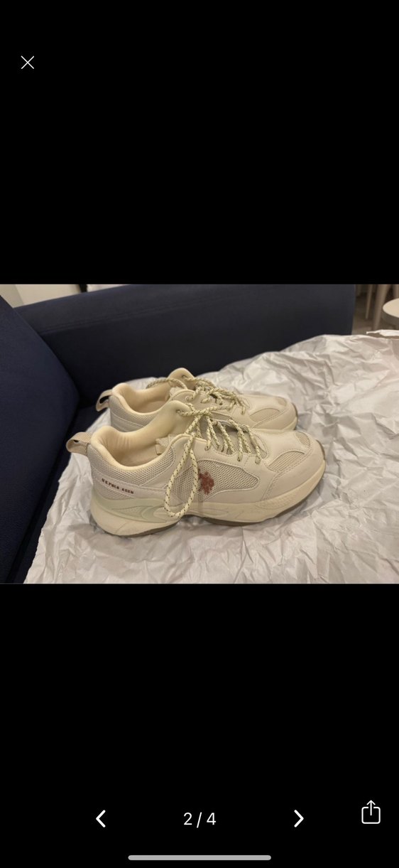 Beyaz Bağcıklı Spor Ayakkabı - Görsel 2