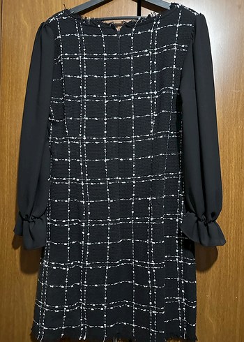 Siyah Kareli  Elbise - Görsel 3