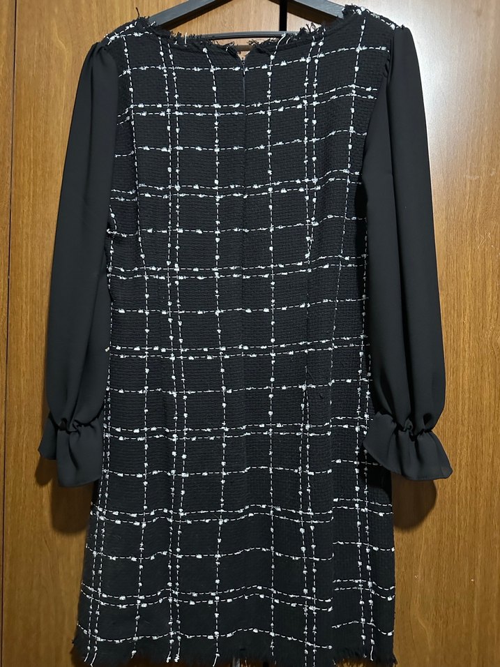 Siyah Kareli  Elbise - Görsel 3