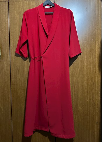 Kırmızı Kadın Midi Kollu Elbise - Görsel 2