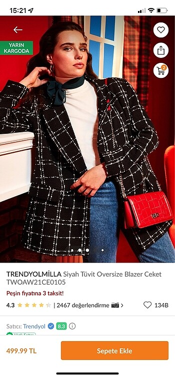 38 Beden Milla Tüvit Oversize Blazer Ceket