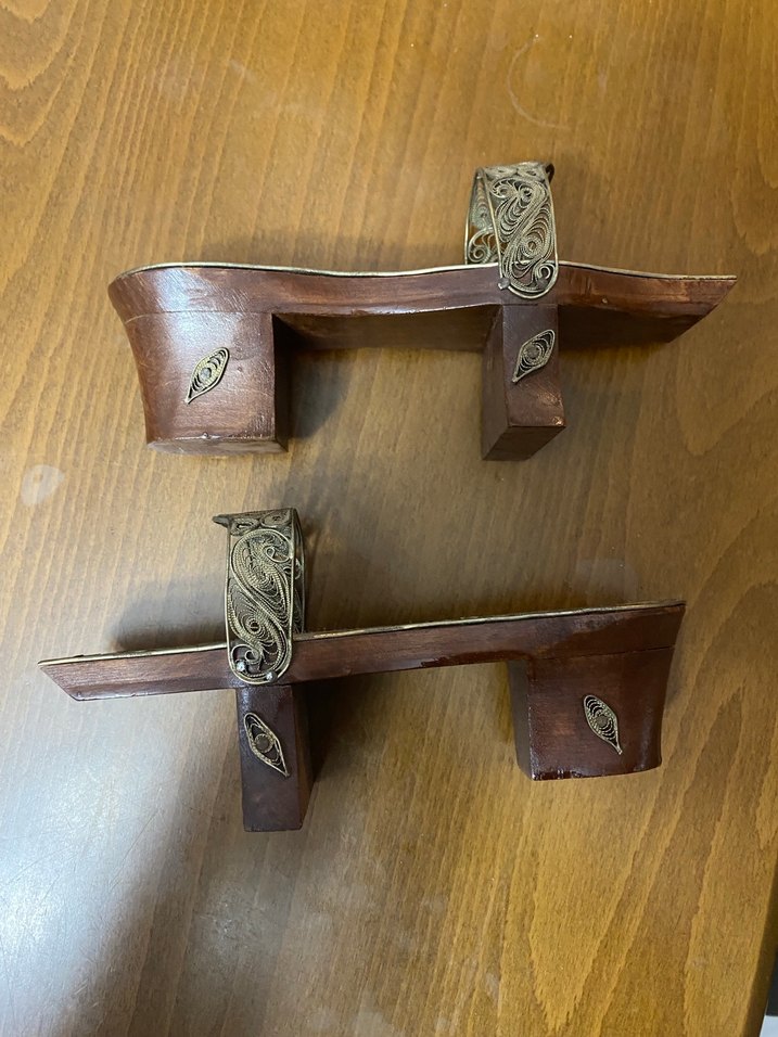 Vintaj Desenli Bej Dolgu Topuk Terlik obje - Görsel 2