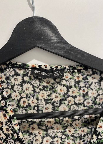 Gri Çiçekli V Yaka Midi Elbise - Görsel 2