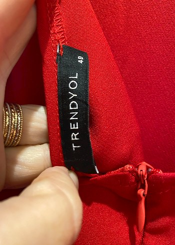 Uzun Kollu Kırmızı Midi Kadın Elbise - Görsel 3