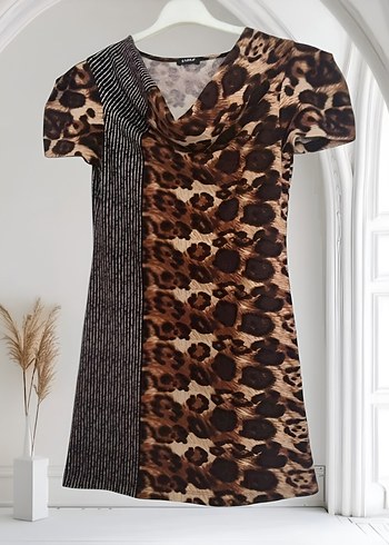 Zara Leopar Desenli Kadın Triko Elbise