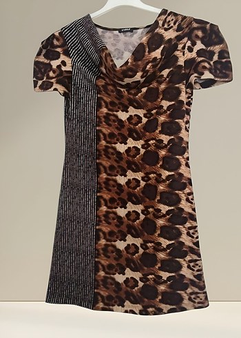 Leopar Desenli Kadın Triko Elbise