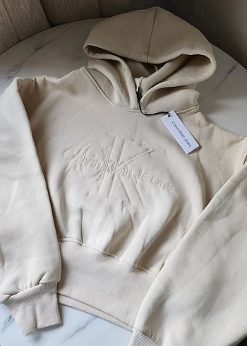Calvin Klein Bej kapüşonlu Kadın Sweatshirt