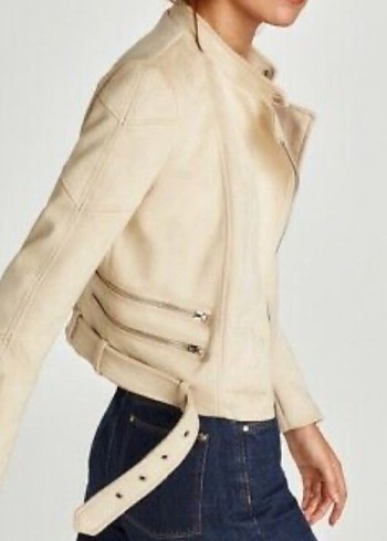 Zara süet biker mont - Görsel 7