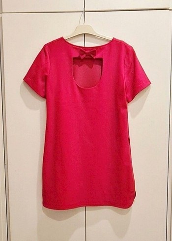 Pembe Kısa Kollu Mini Elbise