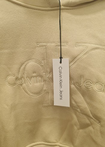 l Beden Bej Calvin Klein Kısa Kapüşonlu Sweatshirt