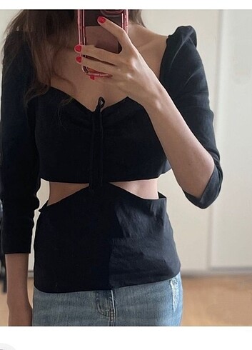 Zara Zara bel dekolteli bluz