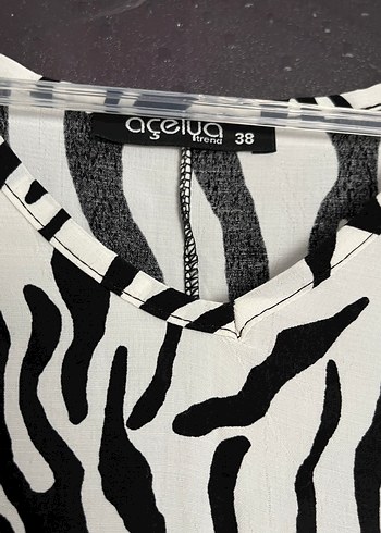 Zebra Desenli Uzun Kadın Elbise - Görsel 2