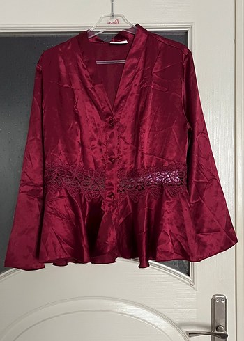 Bordo Dantel Detaylı Kadın Pijama Takımı - Görsel 2