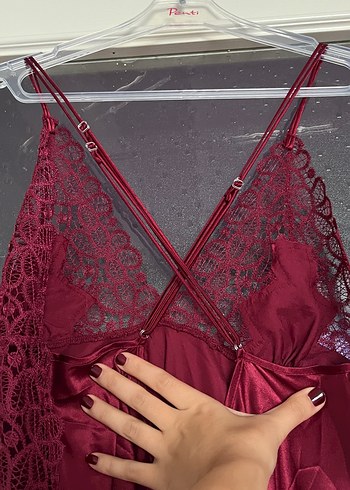 Bordo Dantel Detaylı Kadın Pijama Takımı - Görsel 8