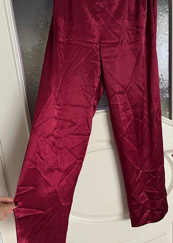 Bordo Dantel Detaylı Kadın Pijama Takımı - Görsel 3