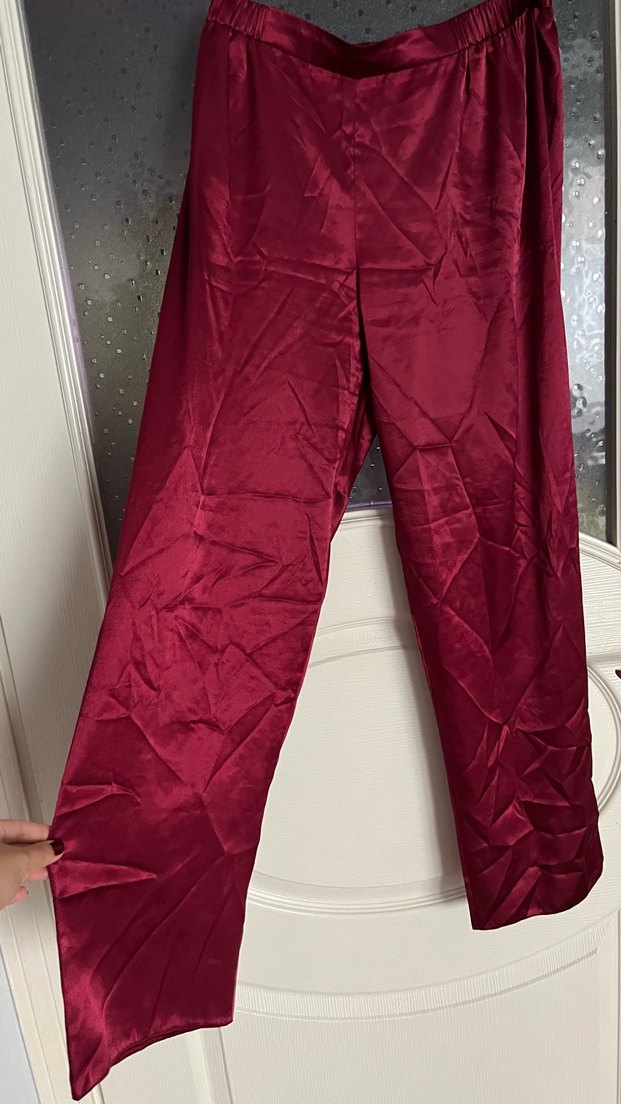 Bordo Dantel Detaylı Kadın Pijama Takımı - Görsel 3