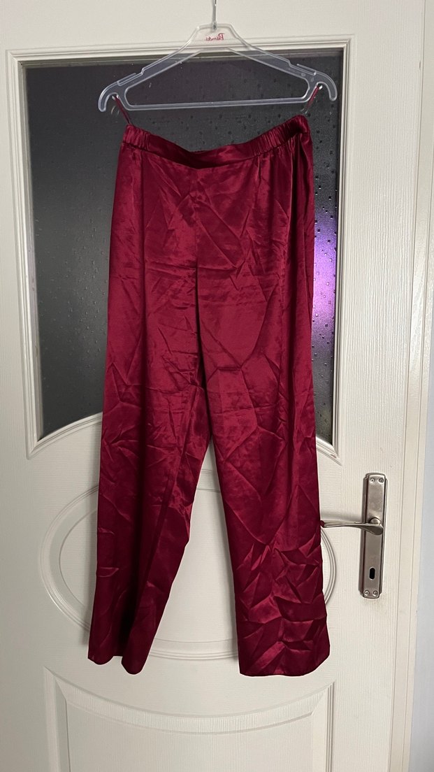 Bordo Dantel Detaylı Kadın Pijama Takımı - Görsel 4