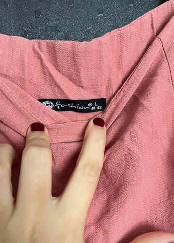 Pembe Uzun Keten Salaş Elbise - Görsel 3