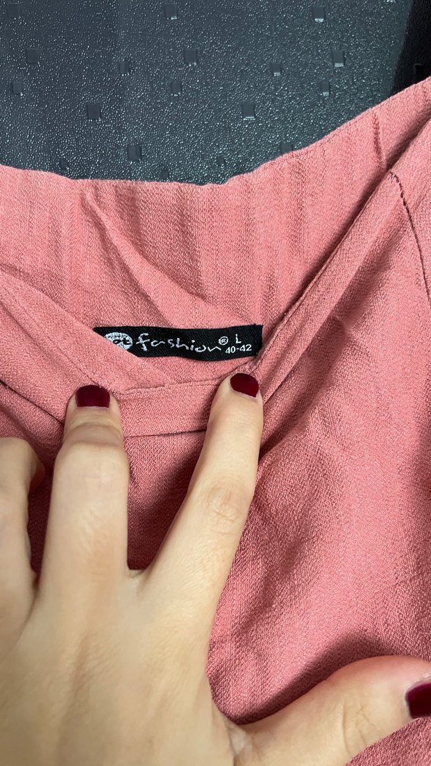 Pembe Uzun Keten Salaş Elbise - Görsel 3