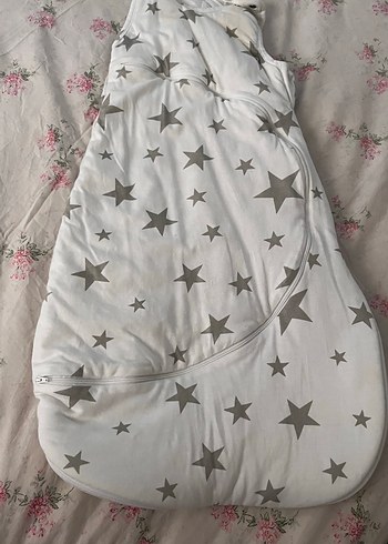 Gri Yıldız Desenli Beyaz Bebek Uyku Tulumu - Görsel 3