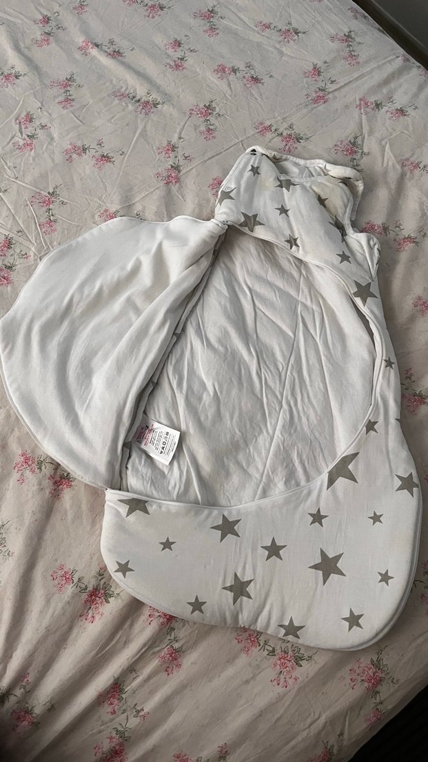 Gri Yıldız Desenli Beyaz Bebek Uyku Tulumu - Görsel 2