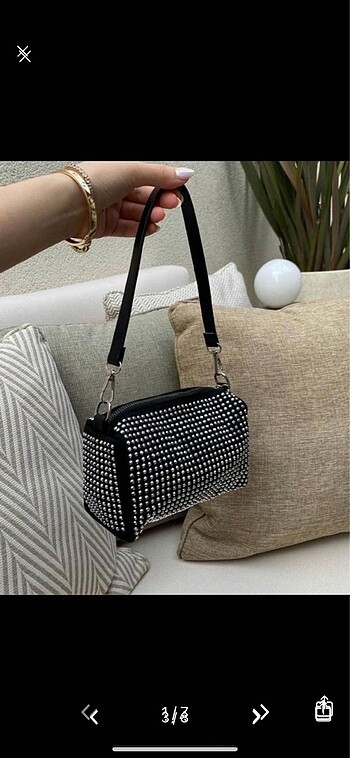 Siyah taşlı çanta - Görsel 2