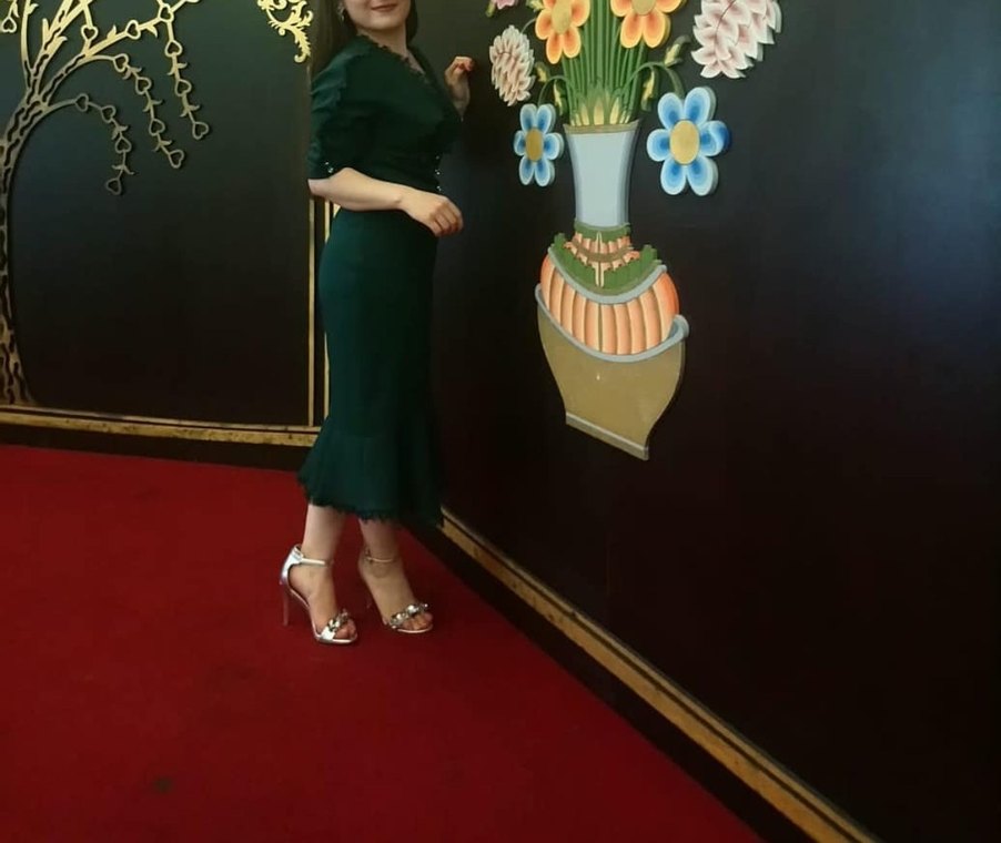 V Yaka Midi Boy Elbise - Görsel 2