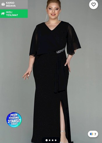Siyah V Yaka Abiye Elbise - Görsel 2