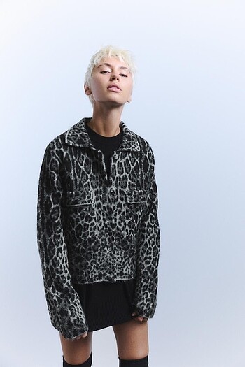 ZARA LEOPAR DESENLİ JAKARLI TRİKO CEKET