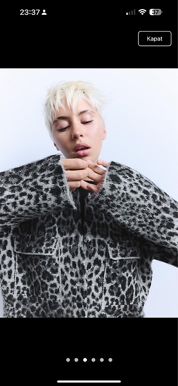 m Beden ZARA LEOPAR DESENLİ JAKARLI TRİKO CEKET/HIRKA