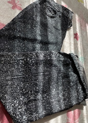 Gri Desenli Midi Kadın Kumaş Pantolon