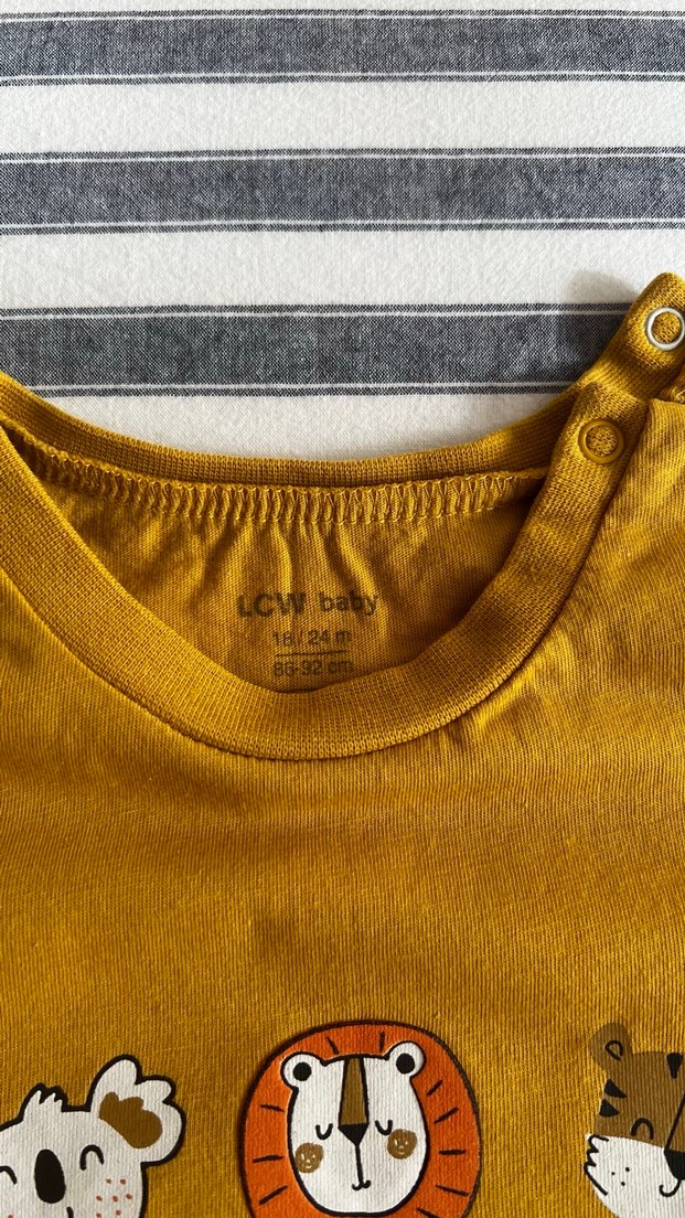Sarı Baskılı Pamuklu Bebek Erkek Takımı - Görsel 3