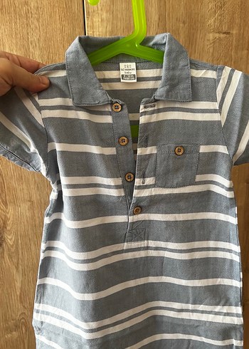 Gri Kısa Kollu Erkek Bebek Tulum - Görsel 2