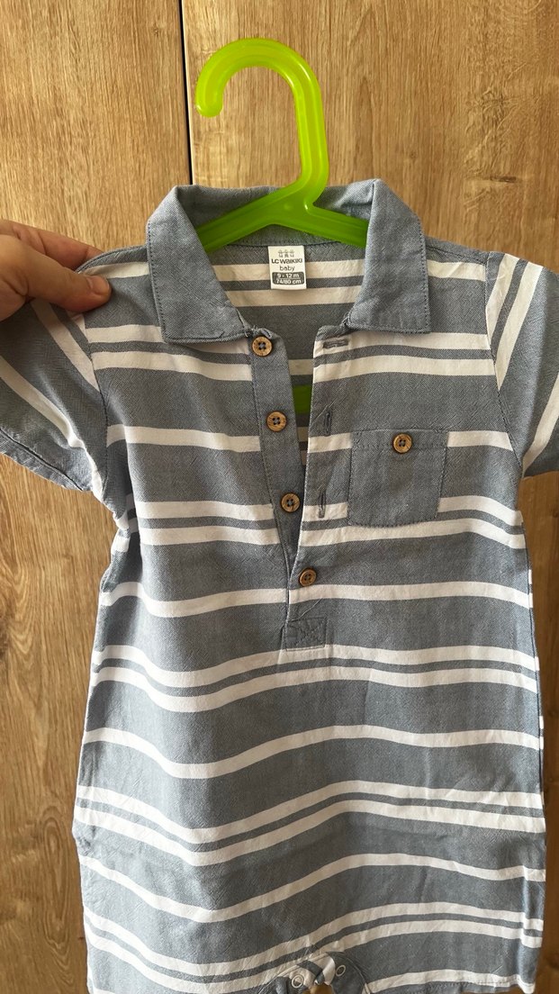 Gri Kısa Kollu Erkek Bebek Tulum - Görsel 2