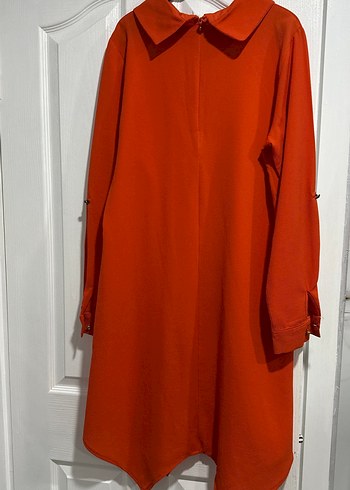 Kadın Kırmızı Uzun Kollu Salaş Tunik - Görsel 2