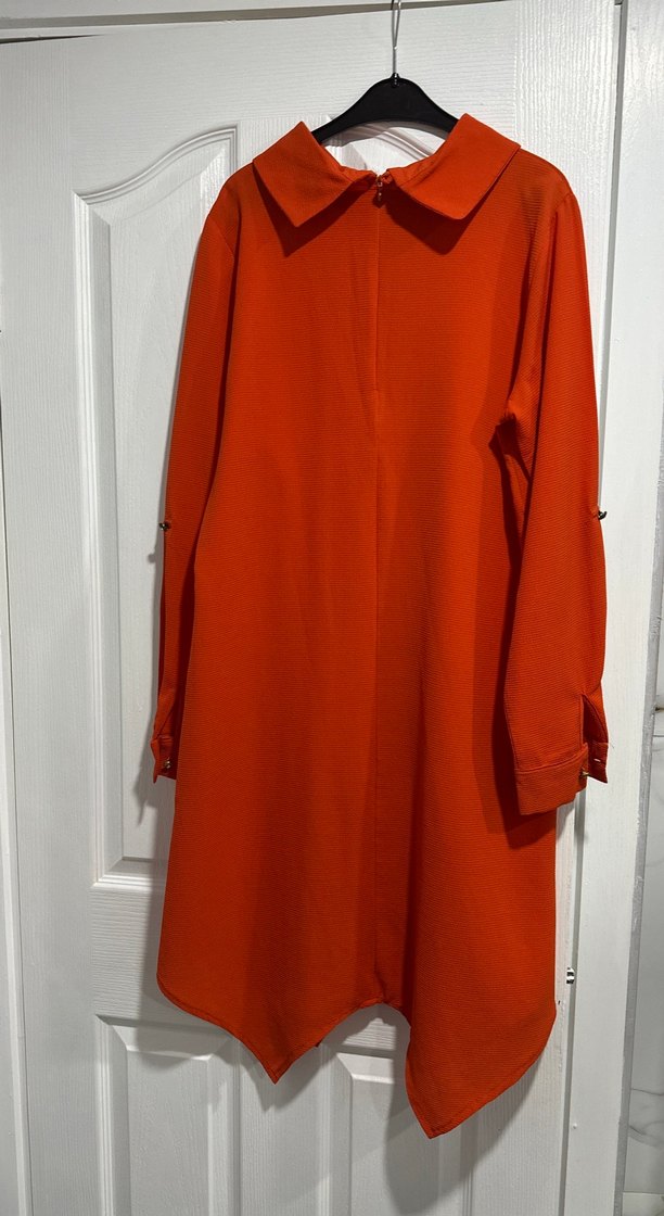 Kadın Kırmızı Uzun Kollu Salaş Tunik - Görsel 2