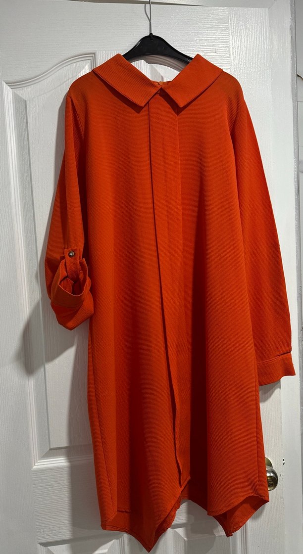 Kadın Kırmızı Uzun Kollu Salaş Tunik - Görsel 3