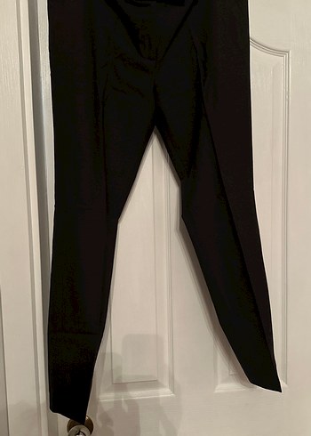 Düğmeli koyu kahverengi Midi Kumaş Pantolon - Görsel 2