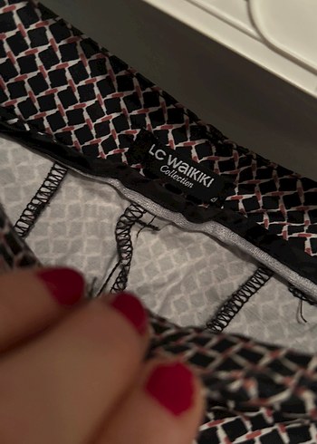 Kadın Çok Renkli Ekose Pilili Kumaş Pantolon - Görsel 3