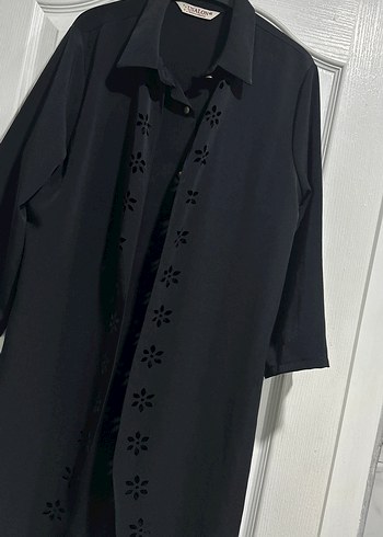 Uzun Siyah Gotik Kadın Gömler Elbise - Görsel 2