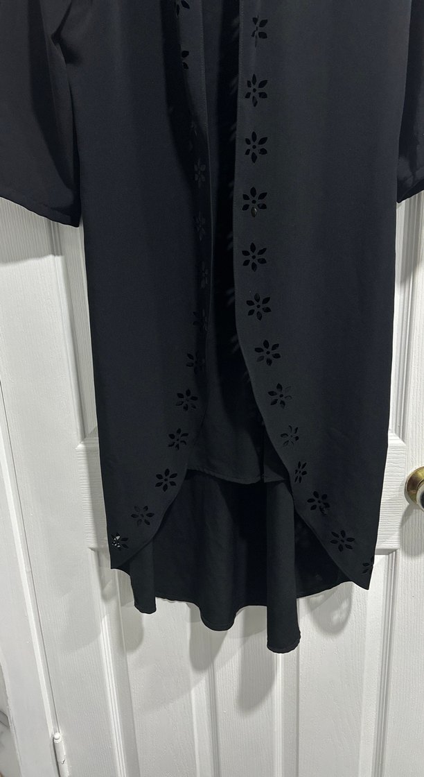 Uzun Siyah Gotik Kadın Gömler Elbise - Görsel 3