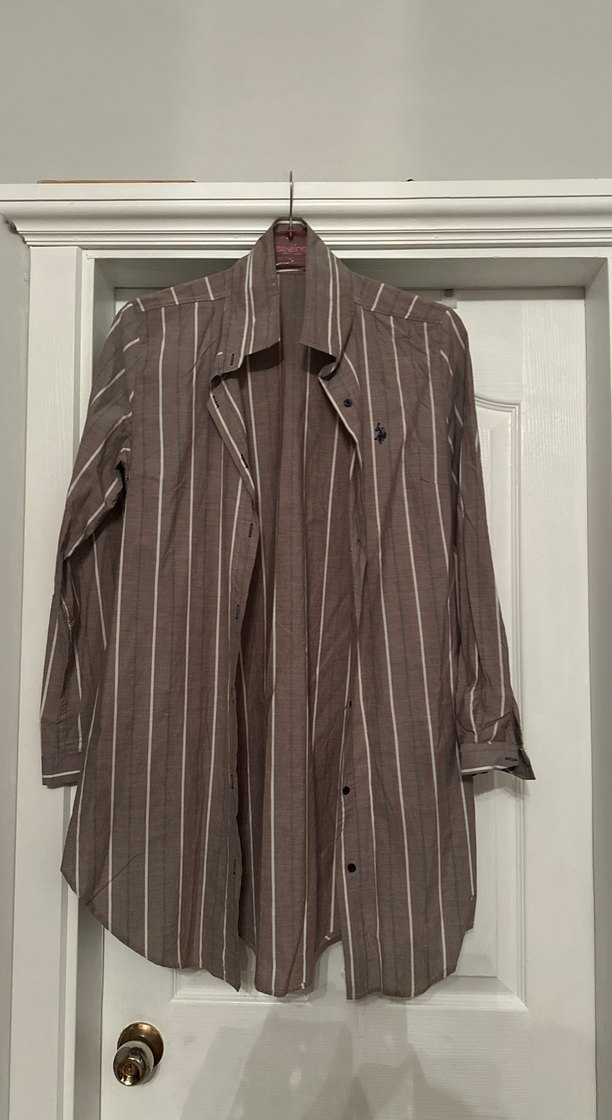 Çizgili  Keten Gömlek - Görsel 2