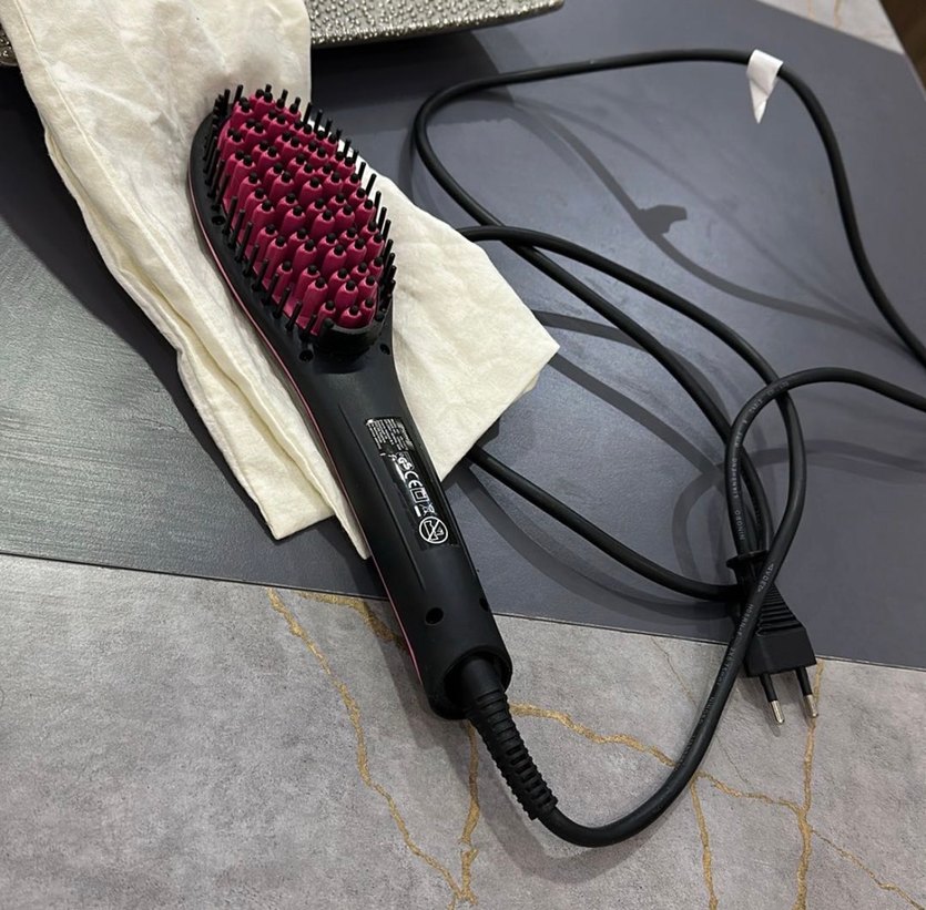 Mor Elektrikli Saç Düzleştirici Fırça - Görsel 2